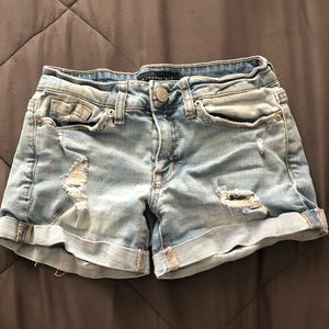 Aero denim distressed shorts